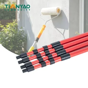 Rust Resistant Iron Coated Telescopic Extendable Chenille Cloth Triangle 150-450cm Mop Handle for Paint Roller Brush Set