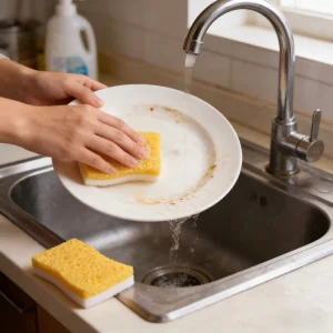 S-Shape Double Sided Kitchen Sponge Wood Pulp Cellulose Scouring Pad Dual-Action Heavy Duty Cleaning Sponge Bulk
