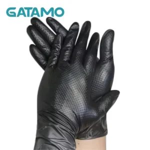 SN020 8mil Industrial Black Nitrile Gloves Heavy Duty Smooth Texture Grip Waterproof Touchscreen EN420 Certified Powder Free