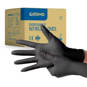 SN022 Powder Free Black Nitrile Disposable Gloves M Size EN420 Certified Industrial Chemical Resistant Exam Kitchen Use