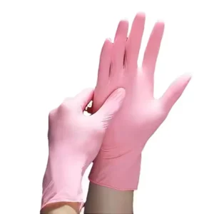SN032 CustomPink Disposable Nitrile Gloves S M L Sizes Powder Free for Kitchen Household Use