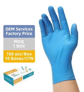 SN033 Blue Powder Free Medical Disposable Nitrile Gloves EN420 Certified S M L Sizes Bulk Examination Hospital Use