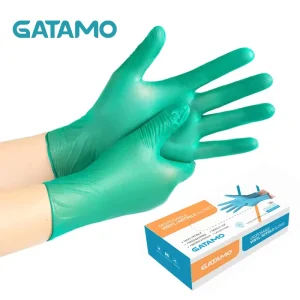 SS004 Synthetic Food Grade Nitrile Gloves Green Protective Powder Free 5MIL Diamond Texture S/M/L/XL Box
