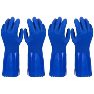 Sandy Textured PVC Polyester Safety Gloves Acid Alkali Oil Resistant Anti Slip Tear Resistant Heavy Duty Industrial Household