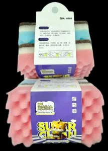 Scrub Sponge 2pcs #6866-1 Sponge Scourer Dish Washing Sponge Block Non Stick Cookware Safe Scouring Pad Consumer Goods