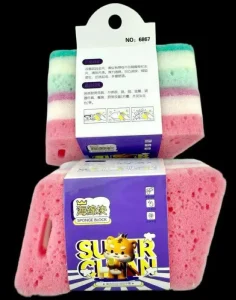 Scrub Sponge 2pcs #6867 1 Sponge Scourer Dish Washing Sponge Block Non Stick Cookware Safe Scouring Pad Consumer Goods