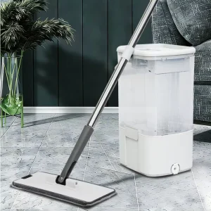 Separate Clean Dirty Water Tanks No Double Dipping Swivel Handfree Mop Set Dual-Compartment Mop Bucket System Self-Wringer Flat