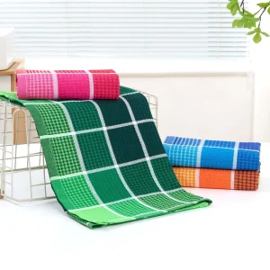 Set of 4pcs Kitchen Tea Towels Red White Checked Pattern 100% Cotton Home Textile OEKO TEX