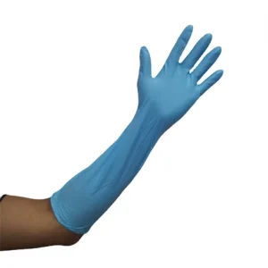 Shenzhen New Flex Touch Waterproof Long Household Work Gloves Blue 16 Inch Nitrile Gloves Powder Free