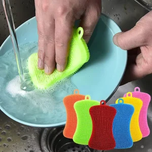 Silicone Dish Washing Brush Pot Pan Sponge Scrubber Silicone Scouring Pad Fruit Pot Pan Wash Brushes Kitchen Cleaning Tool