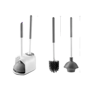 Silicone Toilet Bowl Brush and Plunger Set with Holder for Bathroom Cleaning