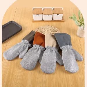 Silver Wire Solid Color Dishwashing Gloves Kitchen Multi-function Lengthened Thickened Decontamination Household Cleaning Gloves