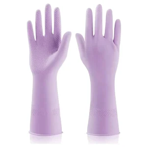 Skin friendly Thick Cleaning Gloves Cotton Lining Reusable Non slip Mauve Dish Washing Gloves Household Latex Gloves