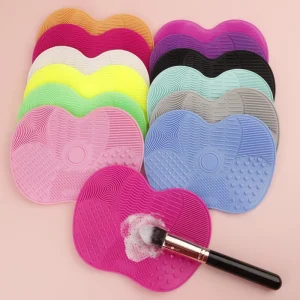 Small Silicone Scrubbing Mat Suction Cup Cleaning Pad Beauty Tool Makeup Brush Cleaner 15.5×11.5cm Home Use Multiple Colors