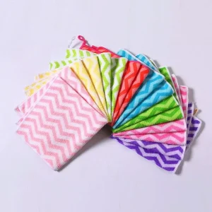 Small Size Multi-purpose Striped Dish Kitchen Dish Towel Cleaning Cloths Microfiber Towel for Promotion