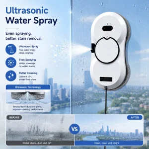 Smart Window Cleaning Robot Automatic Window Cleaner with Single Spray 2800Pa Suction Remote Control
