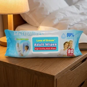 Soft Adult Wipes for Sensitive Skin Gentle Cleansing Large Moist Towelettes for Personal Hygiene Travel & Home Use