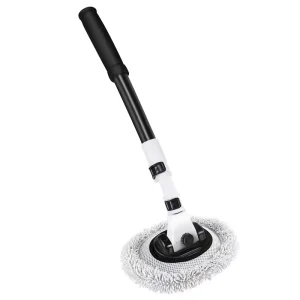 Soft Bristle Rotating Car Wash Brush with Long Handle Telescopic Mop Vehicle Cleaning Tool