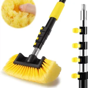 Soft Bristles Car Wash Brush 12FT with Telescope Long Handle for Scratch Free Cleaning Truck Boats Floors Solar Panels