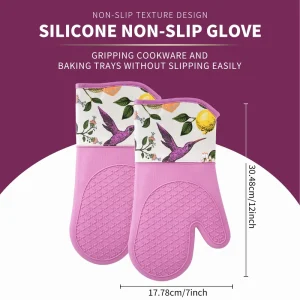 Soft Cotton Lining Silicone Baking Gloves Custom Logo Thick Cuff Dishwasher Safe All-Season Eco-Friendly Oven Mitt