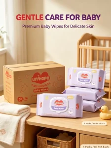 Soft Disposable Eco-Friendly Cotton Baby Wet Wipes Antibacterial Individually Wrapped Sakura Essence Gentle Kids Skin Cleansing