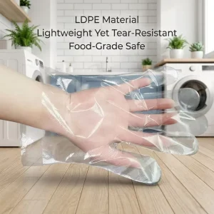 Soft & Flexible Thick LDPE Waterproof Disposable Gloves 100 Pcs Per Bag for Home Cleaning Use