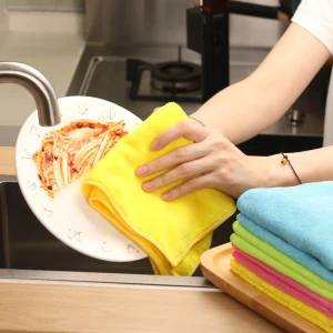 Soft Lint Free Kitchen Washing Towel Oil Resistant Strong Water Absorbent Dish Rag Microfiber Cleaning Cloth