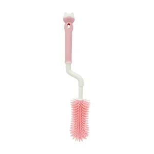 Soft Touch Non Scratch Baby Bottle Cleaning Brush Nipple Cleaner Cute Cat Cup Storage Base BPA Free Safe