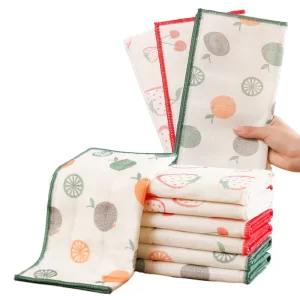 Soft Viscose Fiber Dish Towels Bamboo Cleaning Rags for Kitchen Absorbent Fast Drying No Lint Printing Design