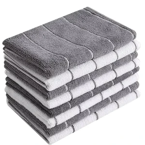 Soft and Absorbent Multi-Purpose Microfiber Dish Rags for Kitchen Check Stripe Design Microfiber Dish Cloth