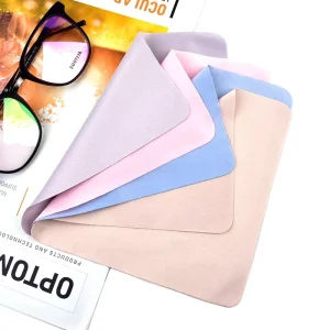 Soft and Thin Suede Microfiber Mixed Color Silk Screened Microfiber Glass Cleaning Cloth