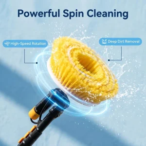 Solar Panel Electric Cleaning Brush Electric Rotating PV Cleaner Telescopic Pole 3.5-7.5m Eco-Friendly Durable Nylon Aluminum