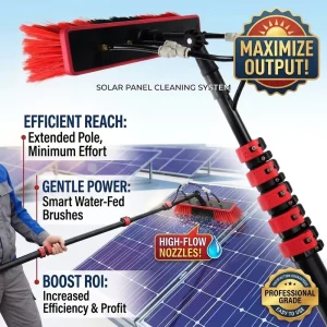 Solar Panel Washing Window Cleaning Kit Extendable Telescopic Aluminum Water Fed Pole 35cm Brush Head Sustainable Cleaning Tools