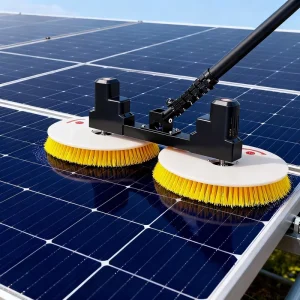 Solar Photovoltaic Panel Electric Cleaning Tool Robot Double-Headed Aluminum Alloy Telescopic Rod Disc Brush 32cm Diameter 60cm