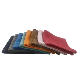Solid Color Hanging Microfiber Waffle Weave Kitchen Towel Customized Embroidery logo Cleaning Cloth
