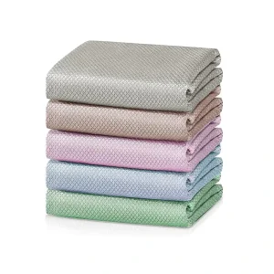 Solid Color Microfiber Fish Scale Cloth Wet and Dry Diamond Cloth Cleaning Towels for Glass