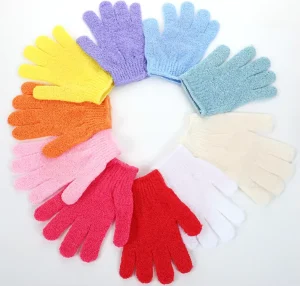 Solid Color Nylon Five Finger Glove Household Exfoliating Bath Shower Glove