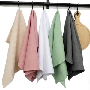 Solid Color Soft Microfiber Waffle Weave Kitchen Towel Customized Logo Color Size Absorbent Home Use Cleaning Cloth