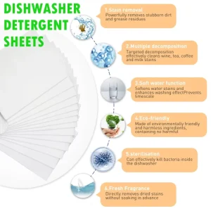 Solid Enzyme Eco Friendly Dishwasher Detergent Sheets with Fresh Lemon Scent