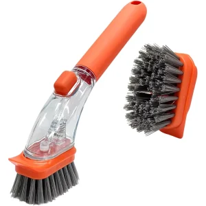 Spillproof Pot Dish Cleaning Brush Hand Press Detergent on Soft Hard Bristle Sink Cleaner with Chopping Board