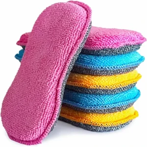Sponge Scouring Pads Metallic Non Scratch Scourer for Kitchen Cleaning