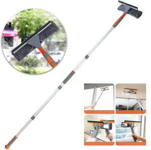 Spray Window Squeegee Cleaner Tool Telescopic Window Washing Equipment with Bendable Head Cleaning Brush