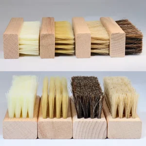 Square Beech Wood Horsehair Soft Bristle Portable Lightweight Handheld Shoe Seat Car Wash Cleaning Brush Plastic