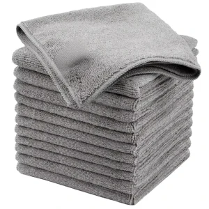 Square Microfiber Kitchen Use Cleaning Cloth All Purpose Streak Free Rags Pack 12 Grey 32x32cm