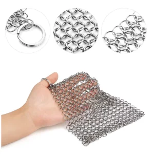 Stainless Steel Cleaning Mesh Scrubber for Cast Iron Pan Cleaning 4×4 Inch Plain Weave Sponge & Scouring Pad