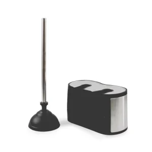 Stainless Steel Handle PP Brush Durable Toilet Brush and Plunger Set for House Cleaning