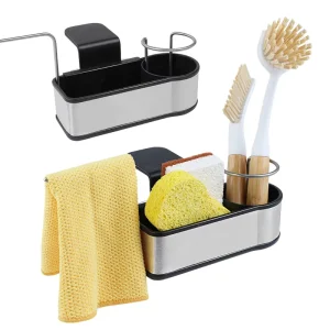 Stainless Steel Sink Caddy Organizer Fall Arrest Suction Cup Sponge Holder Kitchen Sink Caddy