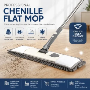 Steel Telescopic Rod Thickened Chenille Flat Dust Mop for Indoor Household Floor Cleaning
