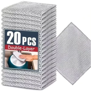 Steel Wire Cleaning Cloths Double Layer Metal Silver Wire Dishwashing Towels Kitchen Pot Pan Dish Non Stick Oil Rags Cloth