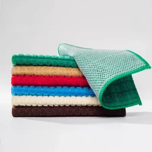 Steel Wire Kitchen Dishwashing Rag Double Side Microfiber Cleaning Cloth Non Scratch Wire Dish Cloths